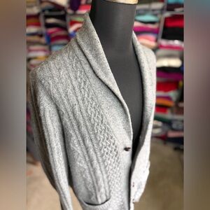 John W. Nordstrom Cardigan Cashmere Sweater in Gray, Cable Accents, L